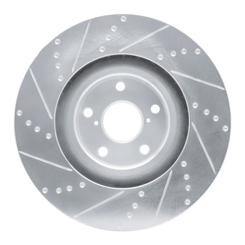 Lexus IS350 Brake Rotor (1) - Left Front - R1 Concepts - Drilled & Slotted - Silver - `09-`11